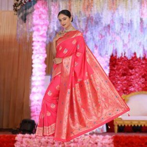 Benarasi Malai silk sari - Pink